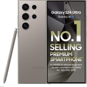 Samsung Galaxy S24 Ultra 5G AI Smartphone with Galaxy AI (Titanium Violet, 12GB, 256GB Storage), Snapdragon 8 Gen 3, 200 MP Camera with ProVisual Engine and 5000mAh Battery